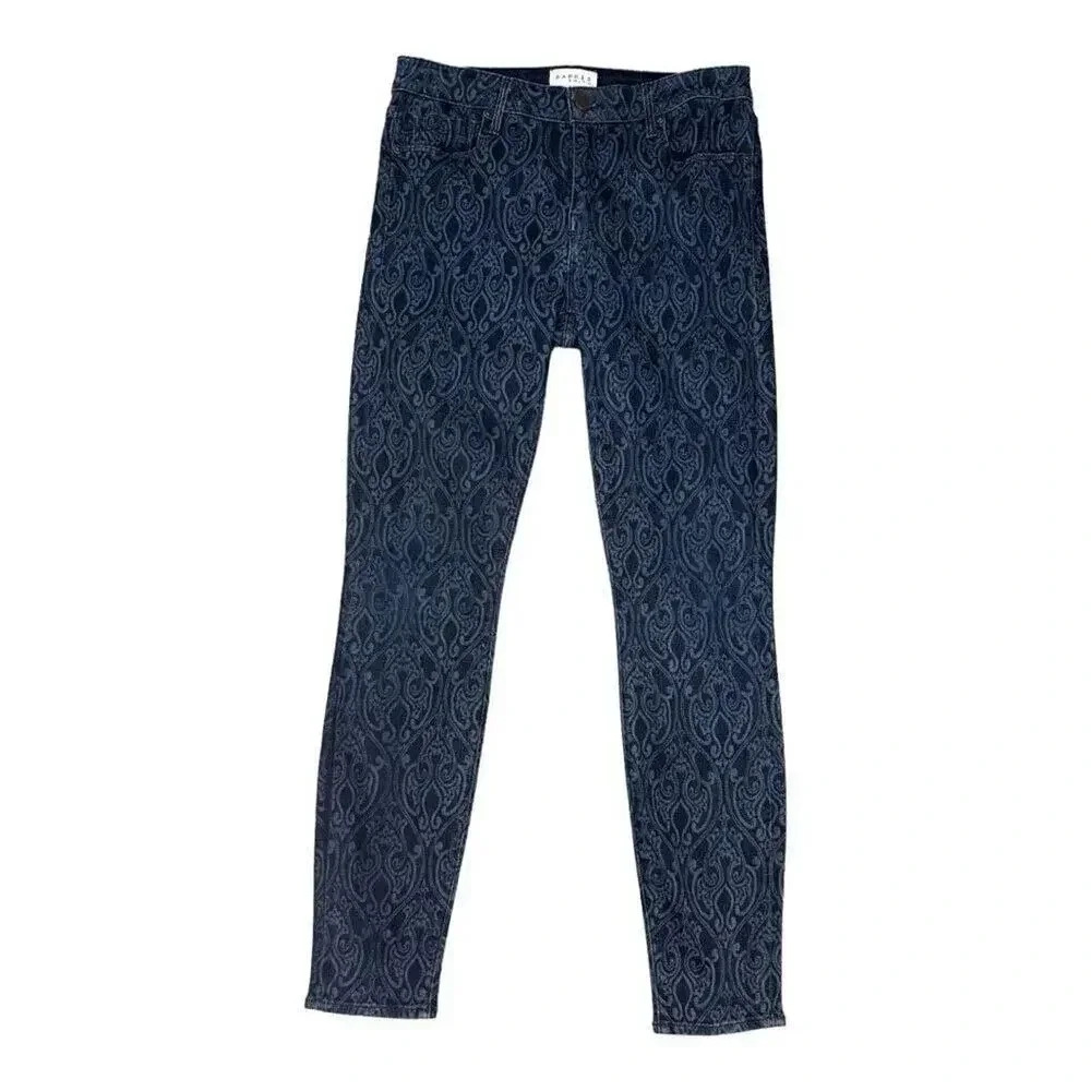 Parker Smith Women's Skinny Jeans Blue Paisley Size‎ 8/29 Mid Rise Denim